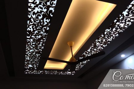 colorful gypsum ceiling and wall design with ambient lighting